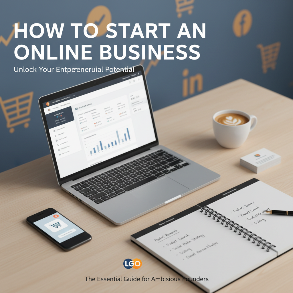 Modern workspace with laptop, phone, and business notes for online business success and entrepreneurship.