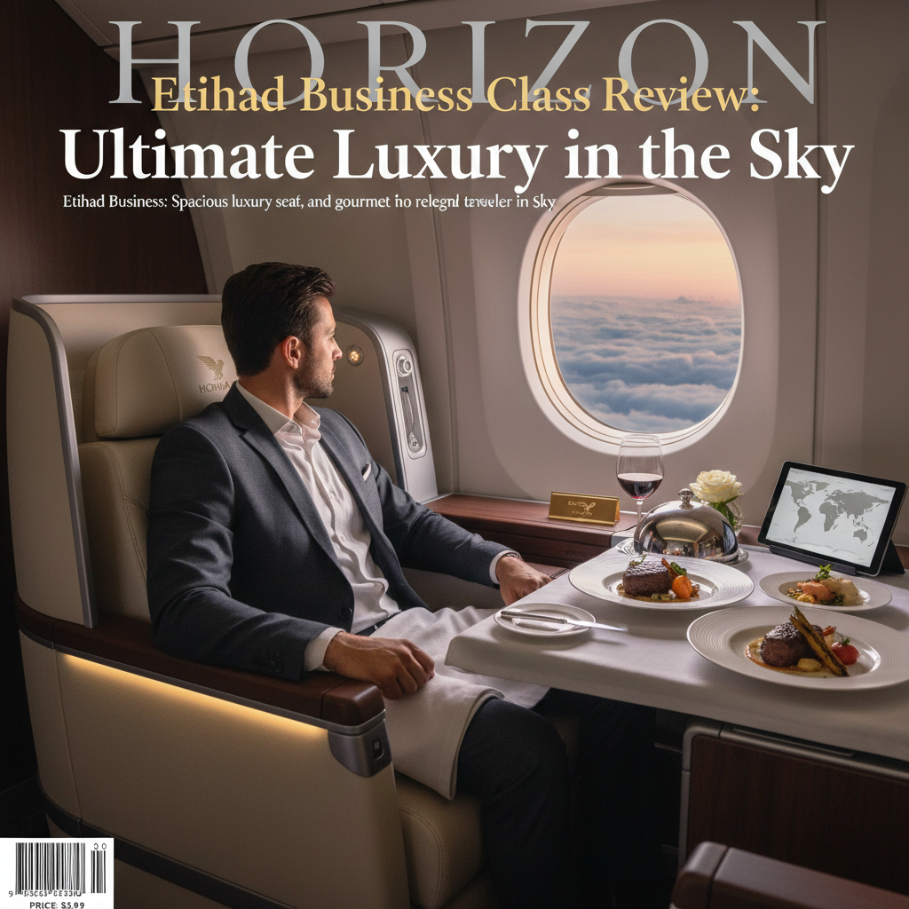 alt_text Etihad Business Class: Spacious luxury seat, gourmet dining, and relaxed traveler in elegant cabin.