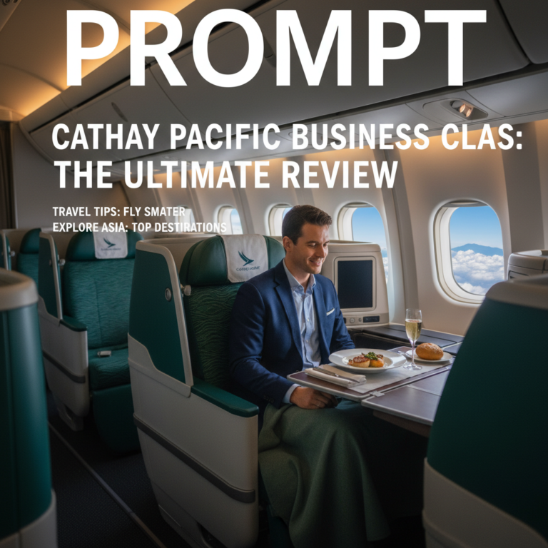 Cathay Pacific Business Class: Luxury seating, fine dining, and sky views in a modern, elegant cabin.